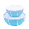 Custom round cheap stackable 2 pcs food snack fruit plastic fresh seal bowl storage set