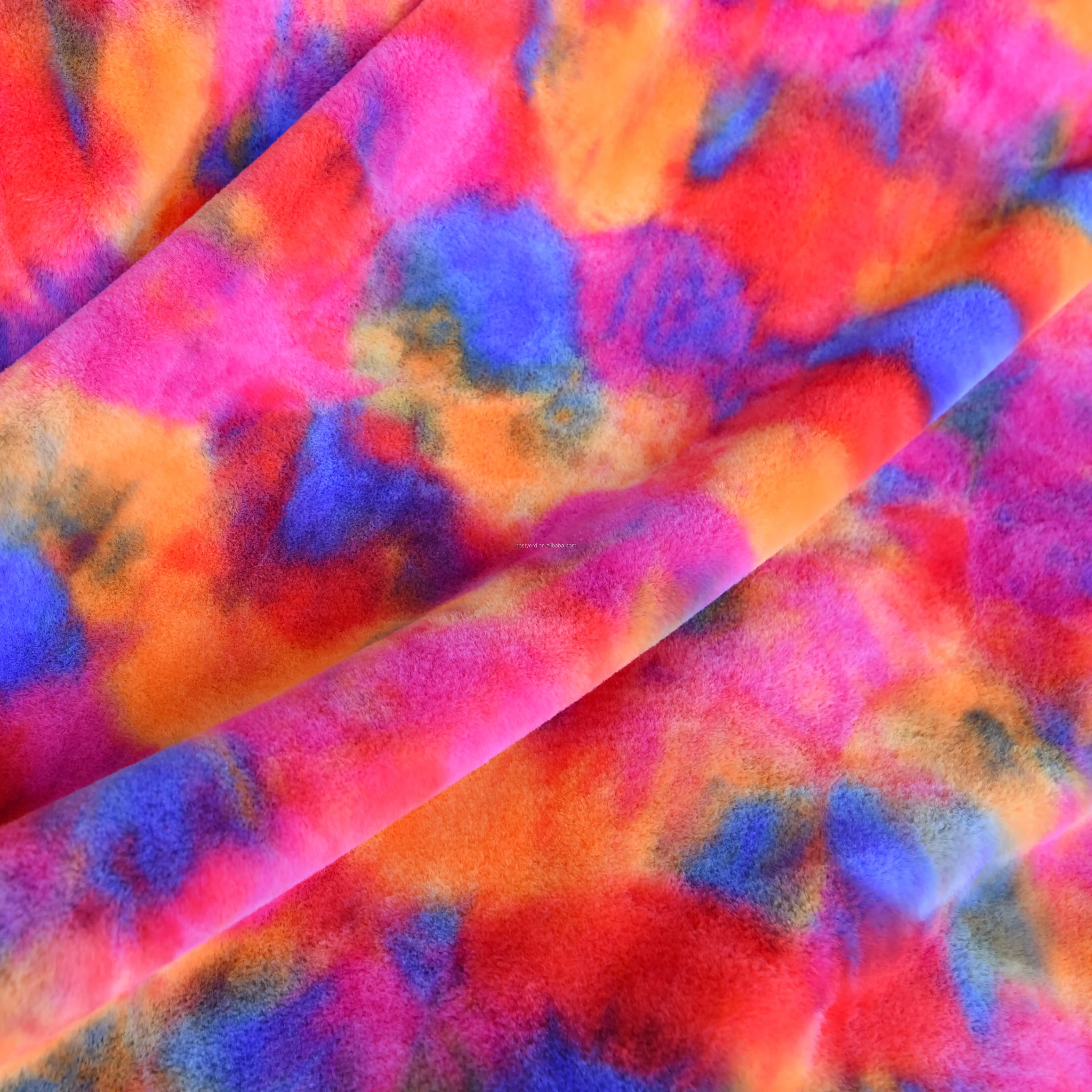 Tie Dye Velvet Fabric,Rainbow Pv Velvet,Multi Color Velvet Fabric,Tie ...