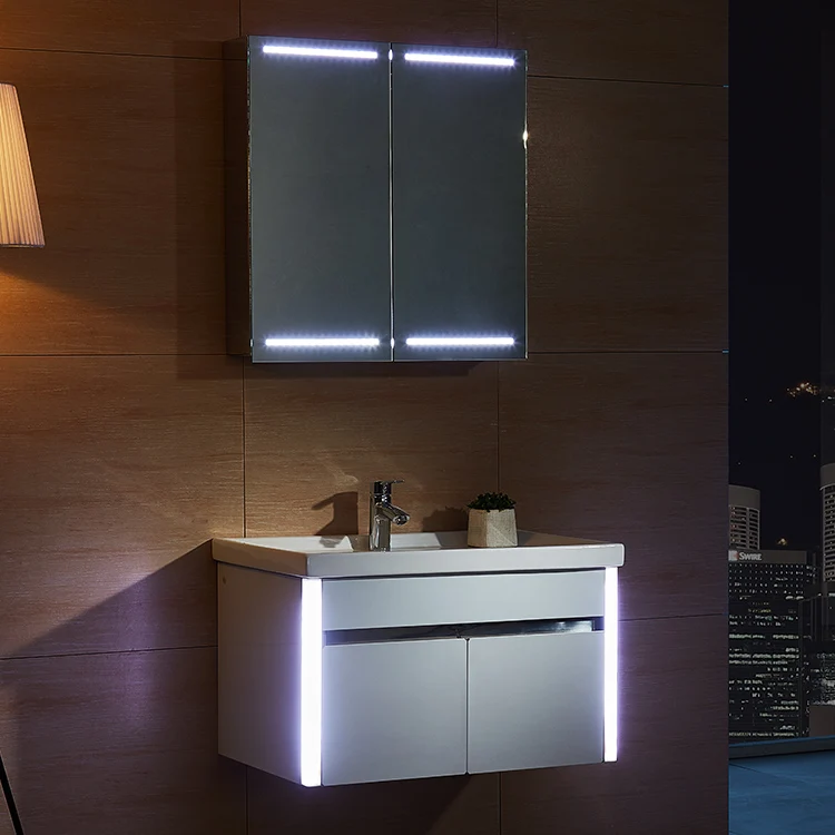 Moderne Europese stijl badkamer ijdelheid spiegelkast met licht