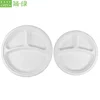 Easy Green High Quality 10inch 3 compartment Biodegradable Raw Materials White Paper Plate