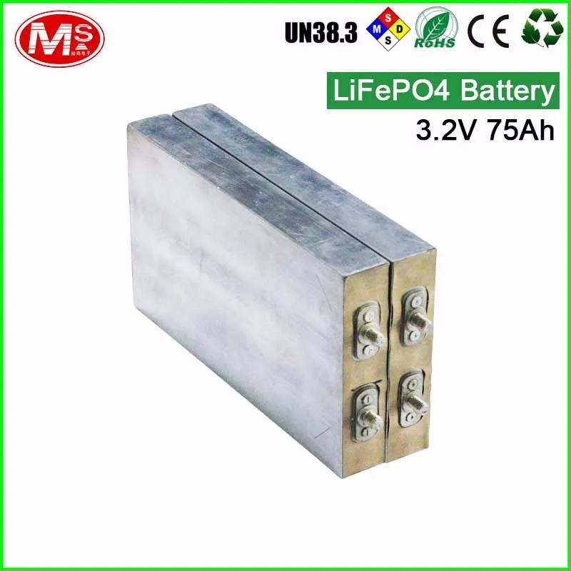 High energy LiFePO4 battery 3.2V 75Ah rechargeable lithium ion battery for solar/wind/UPS/home generator/EV/RV