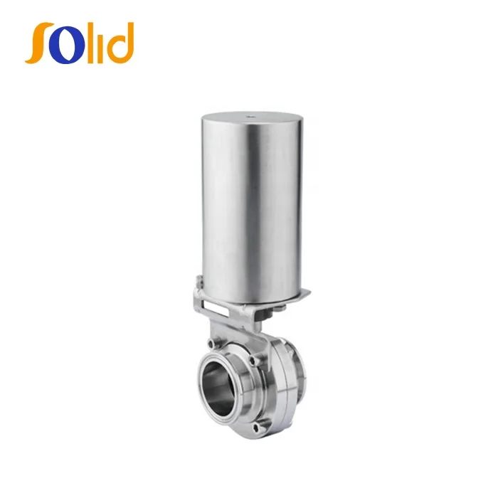 Stainless Steel Sanitary SS304/SS316 Butterfly Valve With Pneumatic Actuator