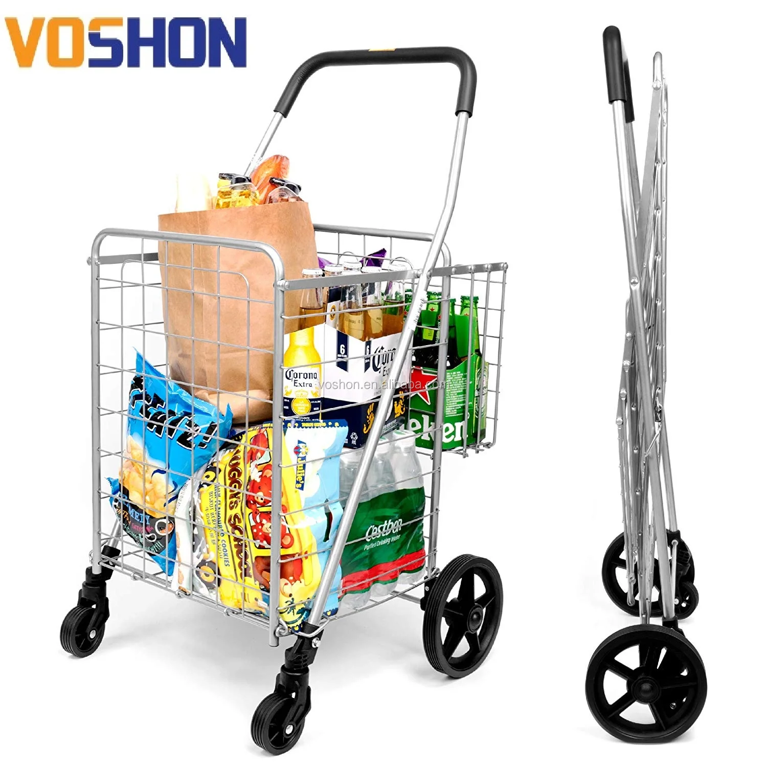 Cheap Shopping Trolleys Metal Steel Folding Supermarket Shopping Carts
