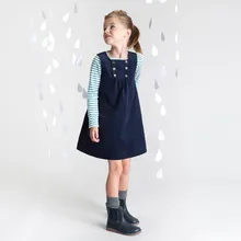 New Kids princess party dresses for baby girls Children Navy autumn winter vest style dress High