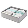 Soft Fabric Dresser Drawer Closet Storage Organizer Bin for Child Room Nursery Playroom Divided 2 Section Tray Herringbone Print