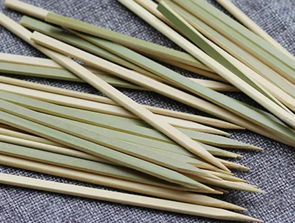 100 pcs 扁平竹串绿皮竹贴纸烧烤串