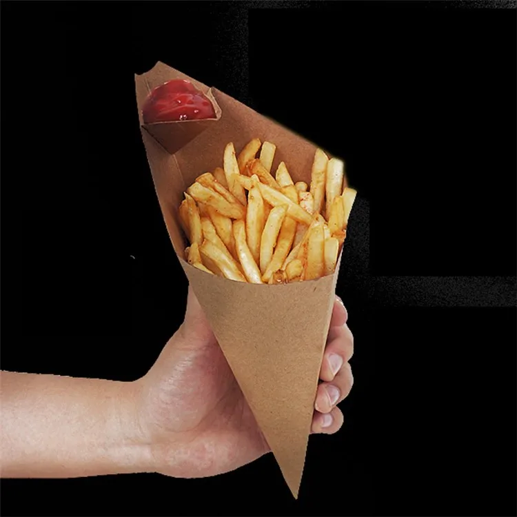 Foldable Chip Paper Cone With Sauce Tray Buy Chip Paper Cone,Foldable