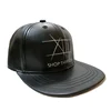 6panel constructed custom logo PU leather baseball flex cap