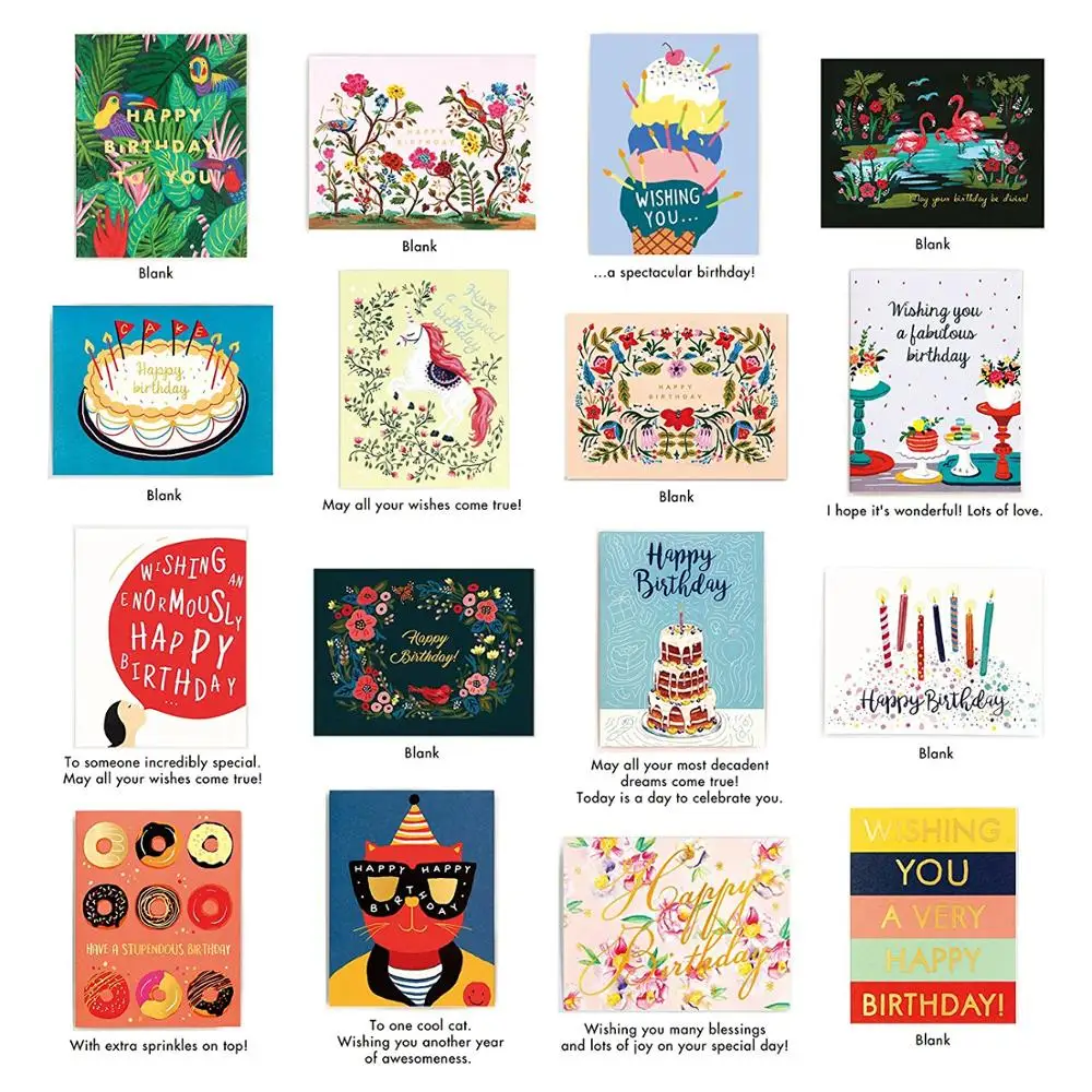 Birthday Cards Box Set Of 32 Assorted Premium Cards With ...