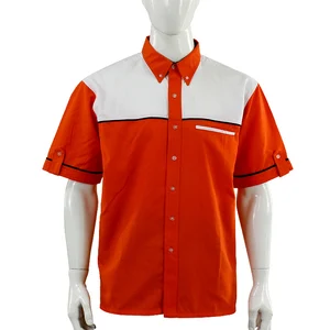 Contrast color orange white short sleeve tab workwear uniform Contrast color orange white short sleeve tab workwear uniform