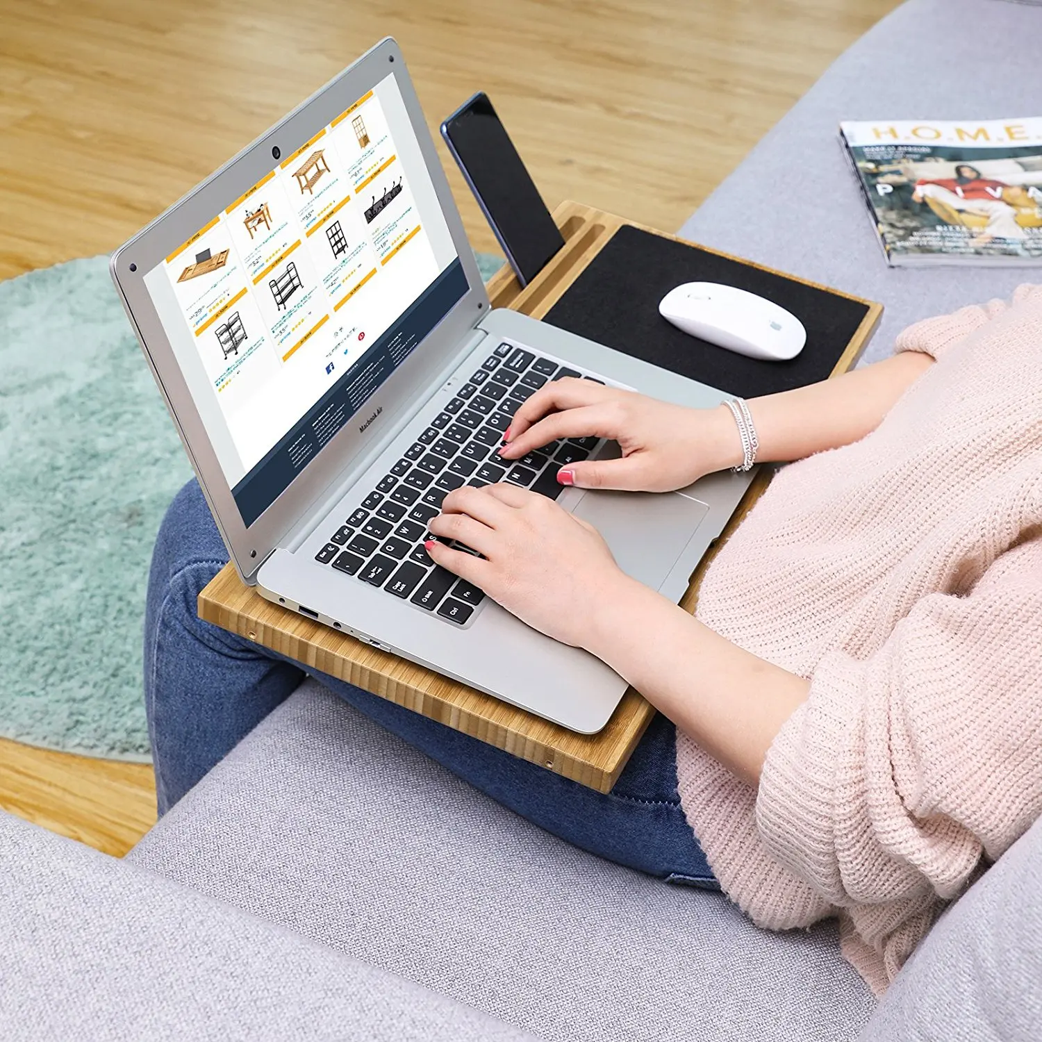 Bamboo Laptop Lap Desk Of Extra Large Size Portable Jumbo Laptop Desk ...