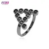 simple design black gold letter ring without stones for men wearing