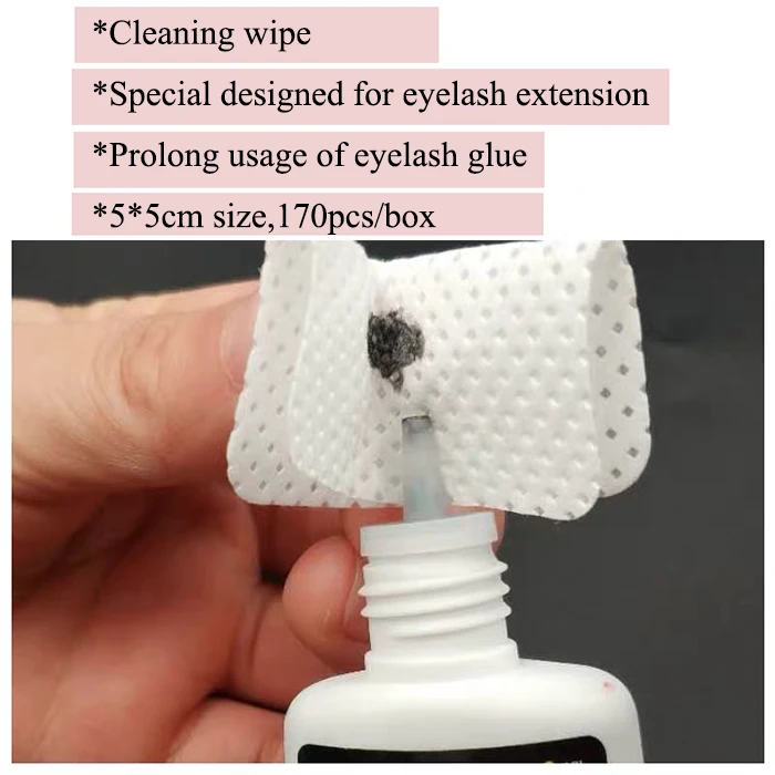 200pcs Per Box Custom Lint Free Lash Glue Wipes Adhesive Wipe Pads Glue
