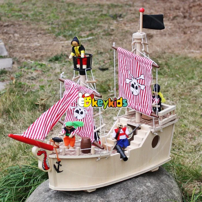 2018 Wholesale Baby Wooden Toy Pirate Ship New Kids Wooden Toy Pirate ...