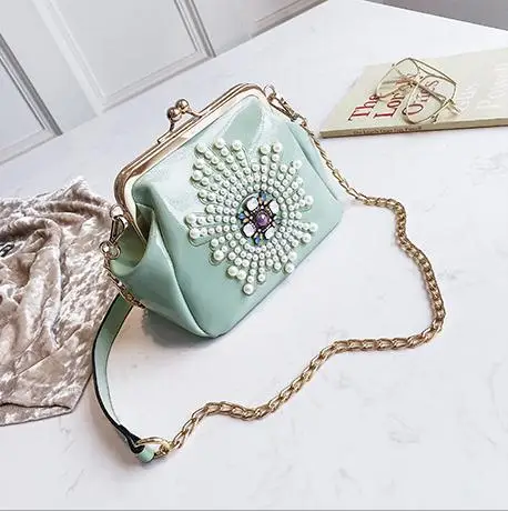 X64692A korean style all-match bling pearls chains shoulder bags