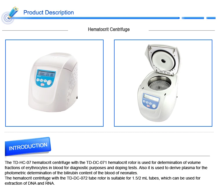 Lcd Digital Micro Hematocrit Centrifuge With Tube Rotor For Extraction
