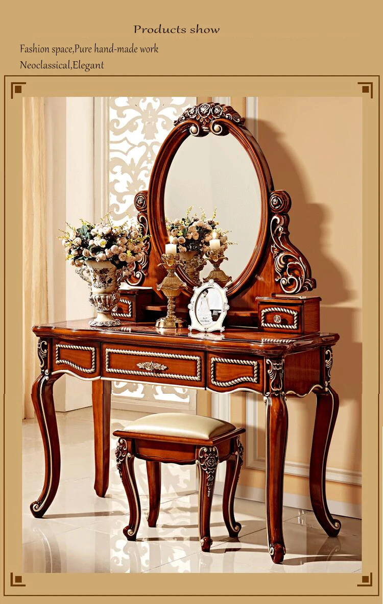 European mirror table antique bedroom dresser French furniture french dressing table pfy801