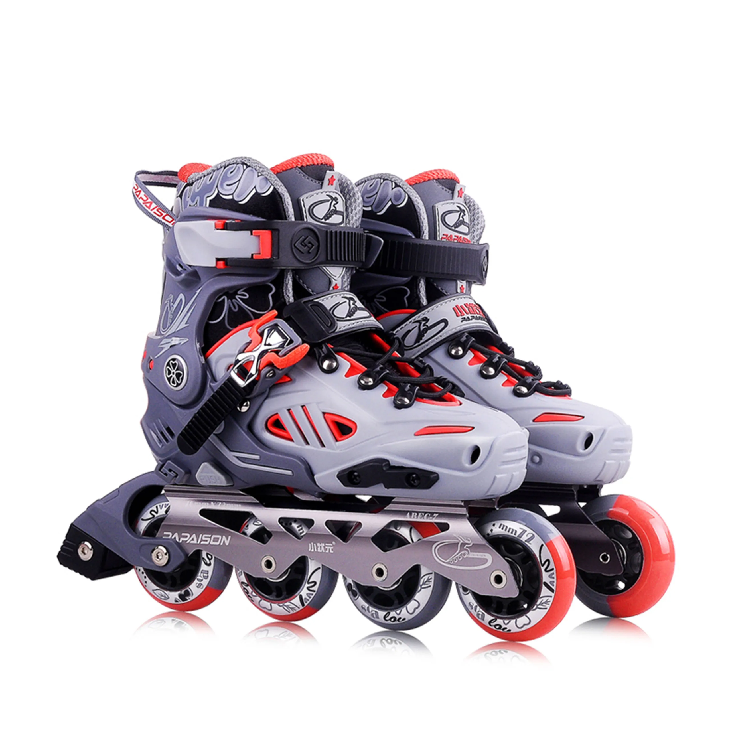 Slalom Inline Skates Adjustable 4 Size Pu Wheel Stretchable Roller