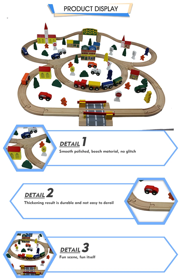 Beech Colorful Large Wooden Toy Train With Long Track Set 1 Year Old