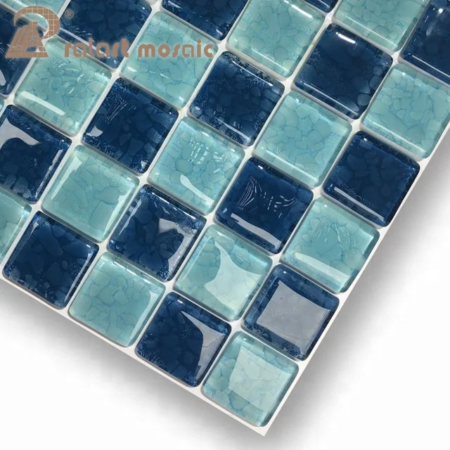 2x2 ''Sapphire và Bé Màu Xanh Thủy Tinh Mosaic Gạch cho Sàn
