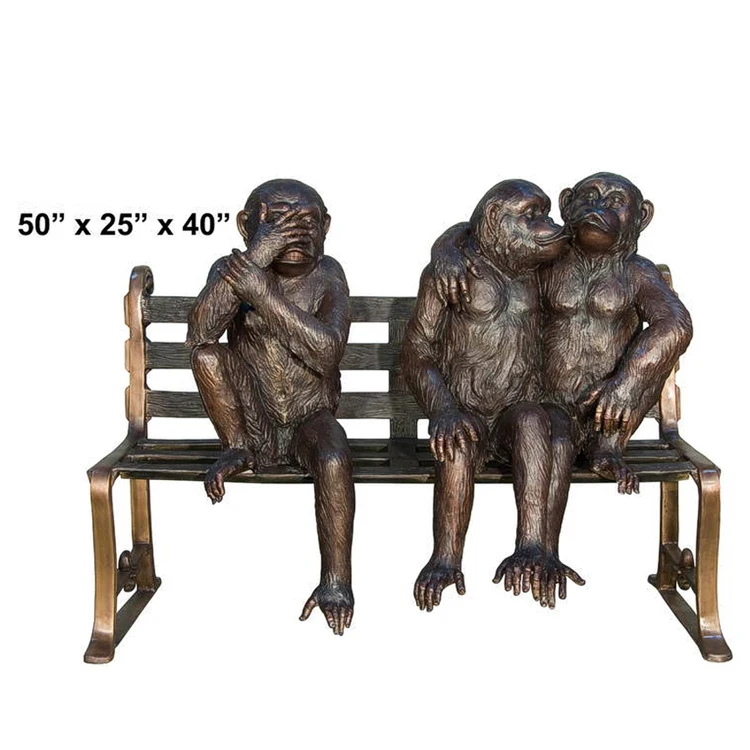 Leben größe 3 affen bronze skulptur brass monkey bank statue