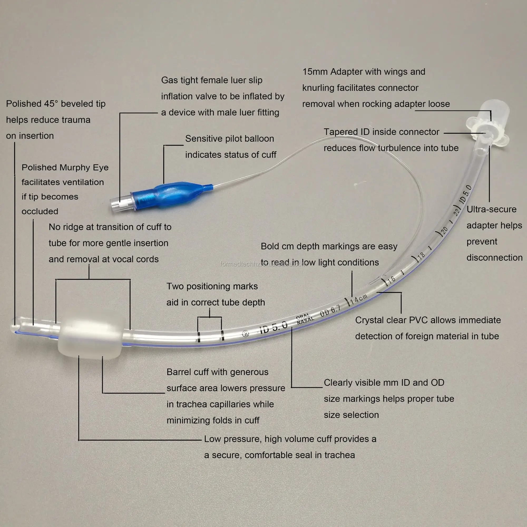 Medical Pvc Reinforced Cuffed Endotracheal Tube - Buy Endotracheal Tube 