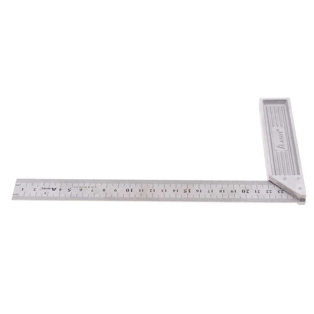 Baoblaze 17 Metric Ruler Square Aluminium Alloy Right Angle Measure Triangle
