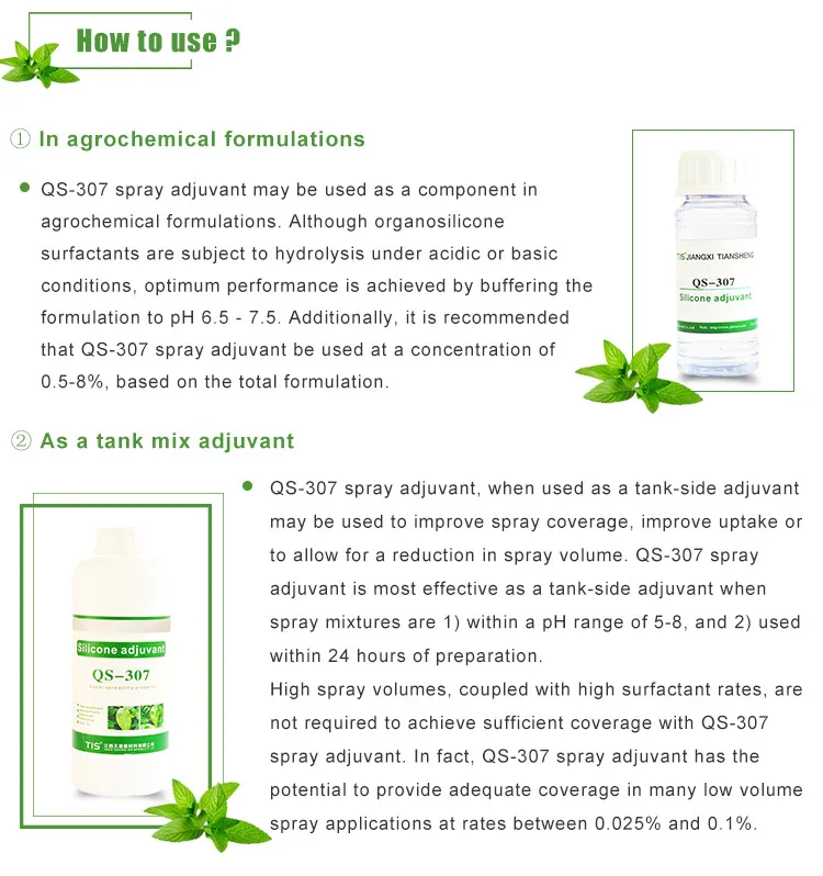 Good Reputation High Quality QS-307 Silicone oil Organic agricultural adjuvants