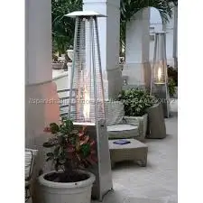 Estufa gas butano exterior pirámide -diseño moderno en color cromado