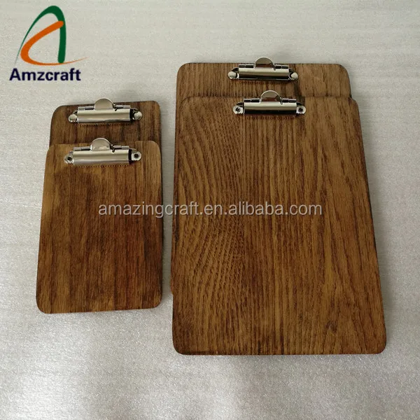 Rustic Wooden Menu Holder With Leather Loop - Custom Restaurant Menu Board & Clipboard