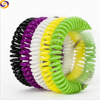 Whole Plastic Telephone Coil Spring Bracelet With Keychain Whole Plastic Telephone Coil Spring Bracelet With Keychain