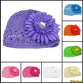 10x Fashion New Baby Infant Toddler Hand Crochet Beanie Hat Daisy Flower Clip Free Shipping