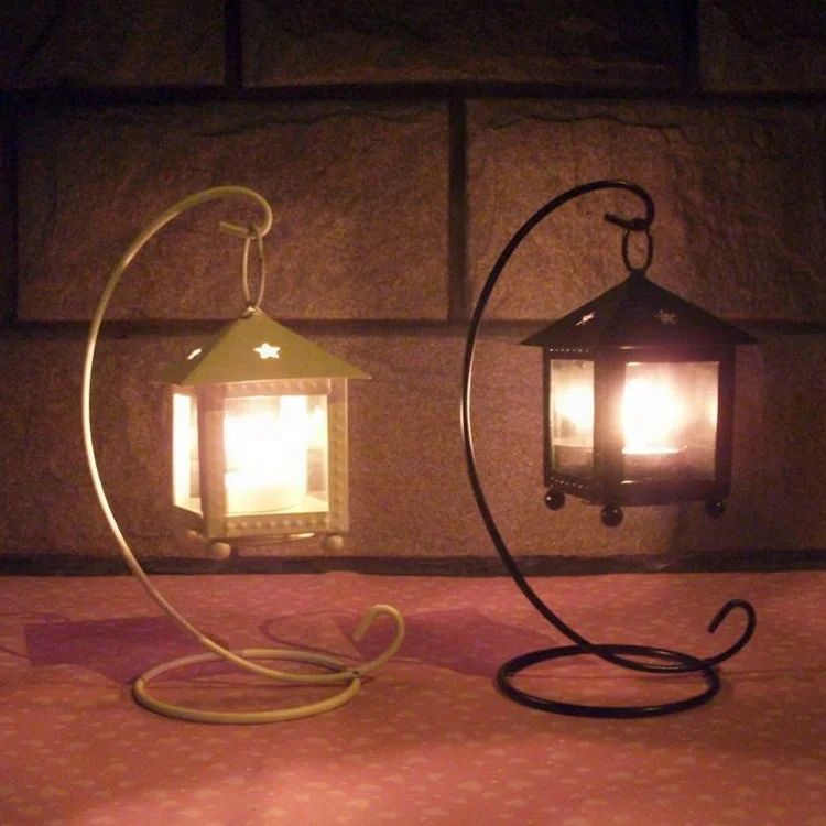 Antique Metal Hanging Lantern Stand Storm Metal Candle Lantern Holder