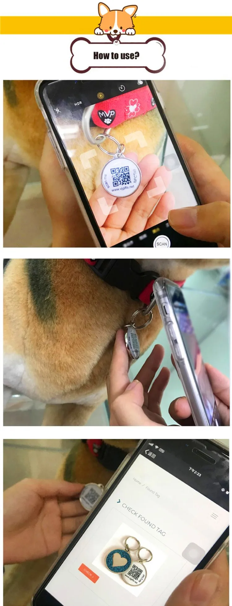 VJ gifts NFC pet tags with unique id qr code in low price