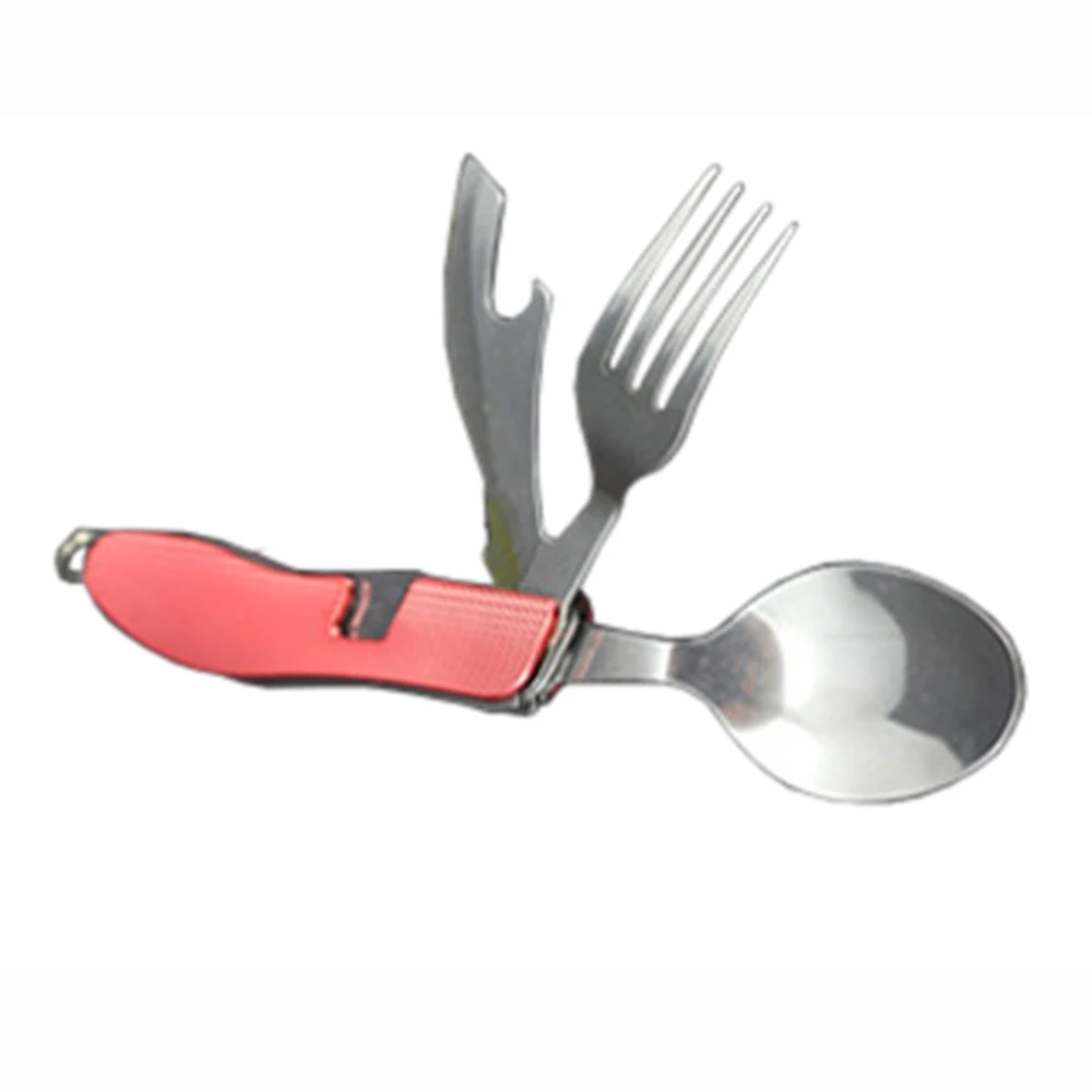 3 In 1 Outdoor Camping Foldable Knife Fork Spoon Survival Folding Steel