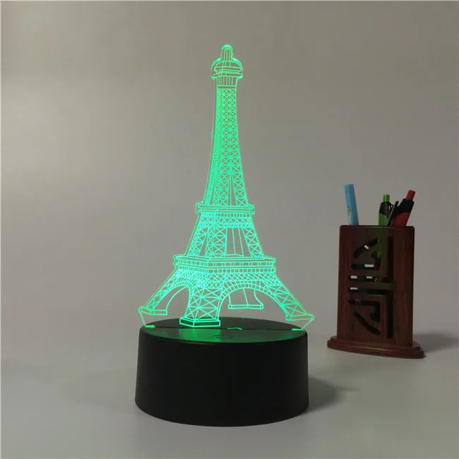 Creative visual stereo LED touch switch The gradient small night light Discus the Eiffel Tower 3 d lamp