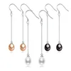 925 sterling silver teardrop oval drop rice pear shape long hang fresh water real freshwater pearl hanging earring