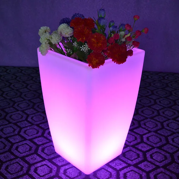 Led Tall Square Flower Pot Led Light Up Flower Pot Led Garden