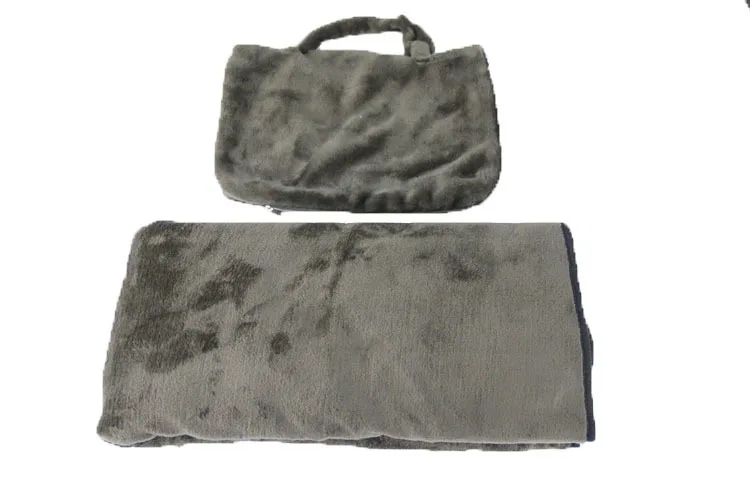 Foldable Polar Fleece Car Airplane Travel Moving 2 In 1 Pillow Blanket