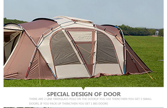 Double layer 8 person two rooms waterproof family camping tent travelling C01-FC006