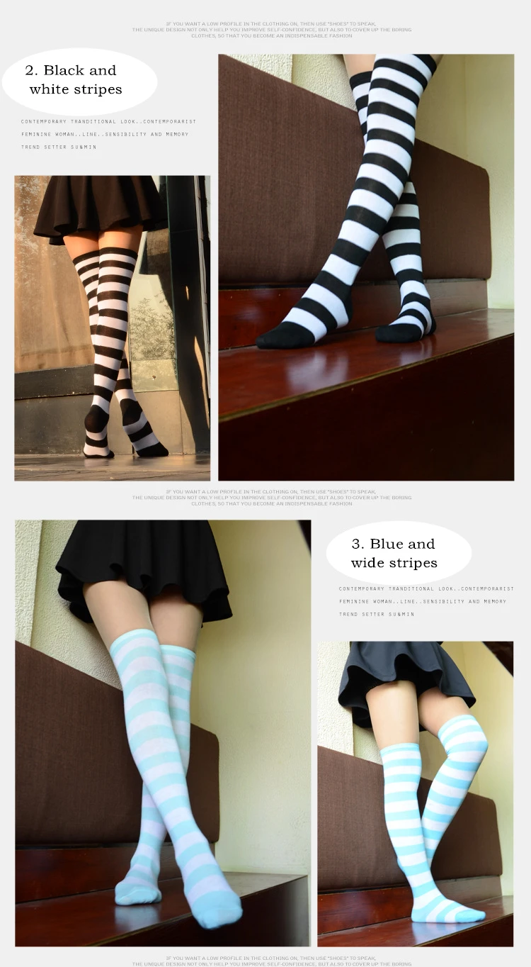 Fashion Womens Cotton Over Knee Long Stockings Sexy Striped High Thigh Sock  - Buy Sexy Sock,Thigh Sock,Over Knee Stockings Product on 