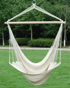 Outdoor Single Sleep Cotton Rope Swing White Hanging Hammock Chair Outdoor Single Sleep Cotton Rope Swing White Hanging Hammock Chair