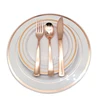 125 Piece Rose Gold Plastic Silverware Set&Disposable Plastic Plates- Premium Heavyweight Plastic Place Setting