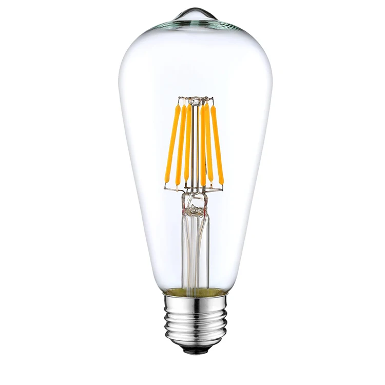 Long Lifespan ST64 5W 7W E27 decorative LED incandescent pear shape edison bulb