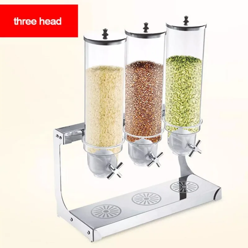 Stainless Steel Cereal Food Grain Dispenser Ecofriendly Acrylic Triple