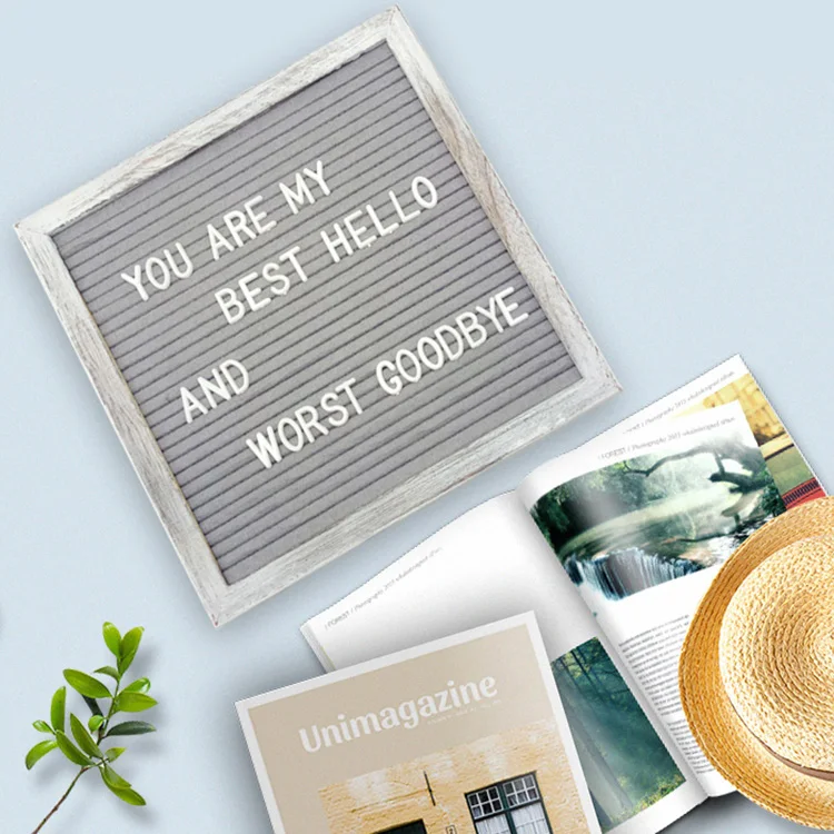 Wooden Frame Felt Letter Board Set Gray Letter Board With Letters Buy