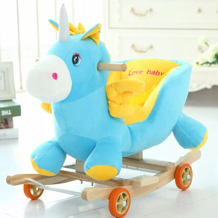 Plush Baby Rocking Chair Children Wood Swing Seat Kids Rocking Animal Toy With Sound Buy Baby