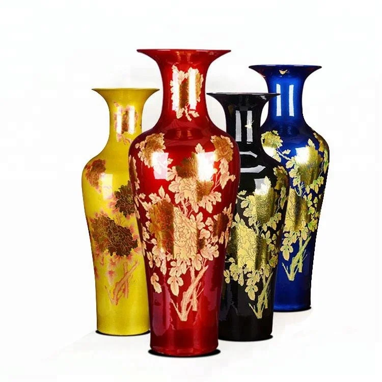 New Style Golden Flower Large Chinese Ceramic Floor Vases Buy Large Chinese Cramic Floor Vases