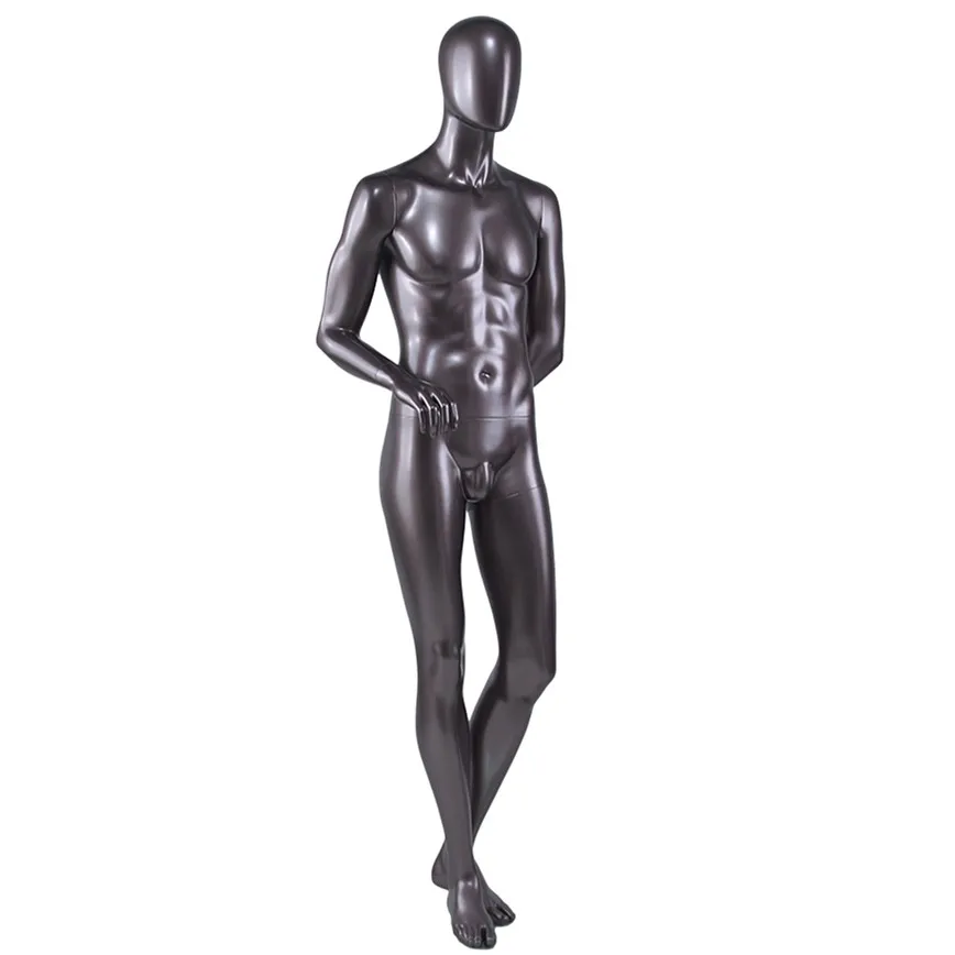 Fiberglass Abstract Matte Black Standing Cool Male Faceless Egg Head