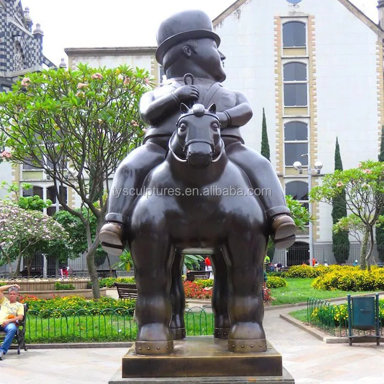 Botero Sculpture Bronze Fat Man Riding Horse Statue For Sales - Buy Fat